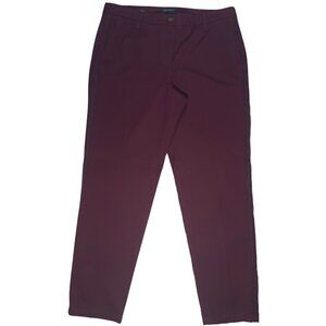 Talbot's Women's Relaxed Chino Pants Size 8 Side Stripes Burgundy Mid Rise
